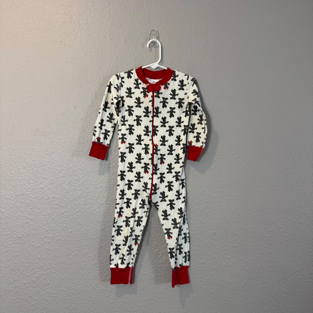 Hanna Andersson Disney Size 3 90cm White Minnie Mouse One Piece Zip Pajamas